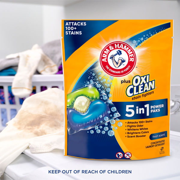 ARM & HAMMER Plus OxiClean Stain Fighters 5-in-1 Laundry Detergent Power Paks ARM & HAMMER Plus OxiClean Stain Fighters 5-in-1 Laundry Detergent Power Paks