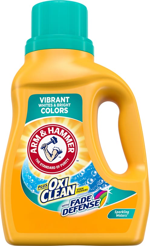 ARM & HAMMER más OxiClean con Defensa contra el descoloramiento, Sparkling Waters, detergente líquido para ropa antidescoloración, alta eficiencia. ARM & HAMMER más OxiClean con Defensa contra el descoloramiento, Sparkling Waters, detergente líquido para ropa antidescoloración, alta eficiencia.