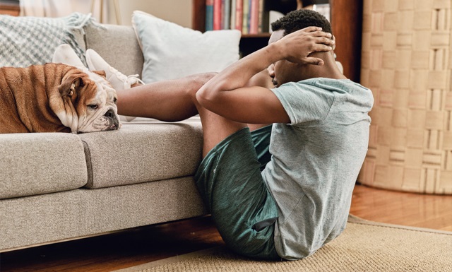 Spot sanitize a fabric couch with OxiClean™